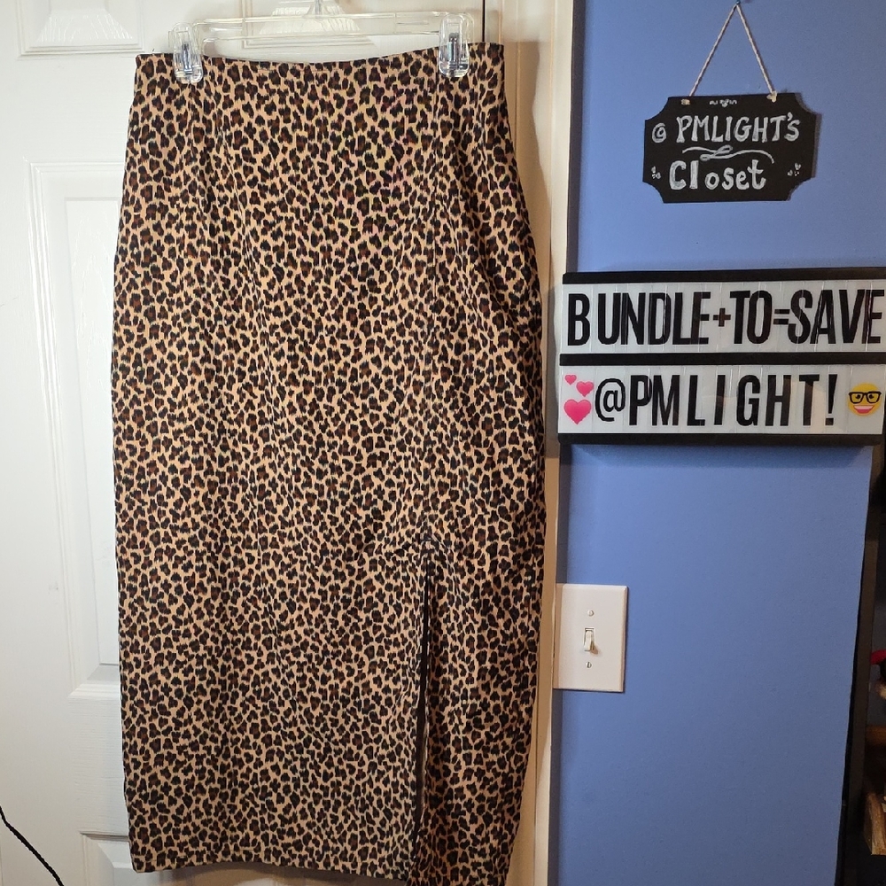 Leopard Print Pencil Skirt - Brown/Black